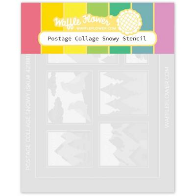 Waffle Flower Stencil - Postage Collage Snowy